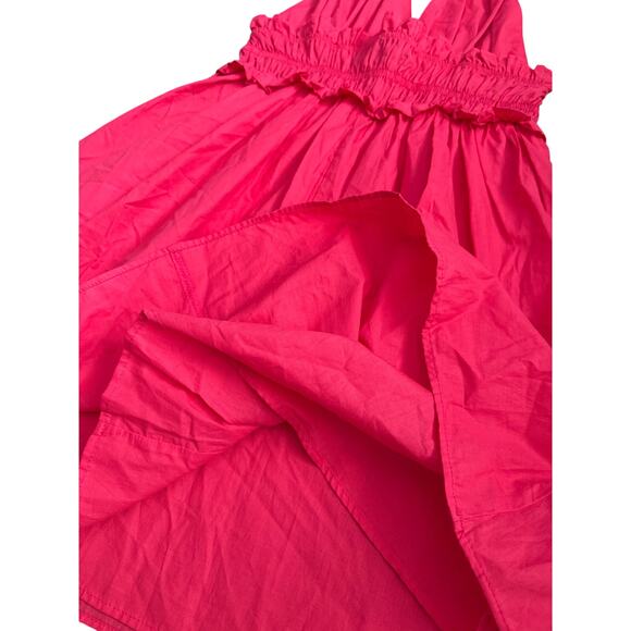 Zara Ruffled Babydoll Scrunched V-Neck Mini Dress Fuchsia Pink Size XS - Picture 9 of 11